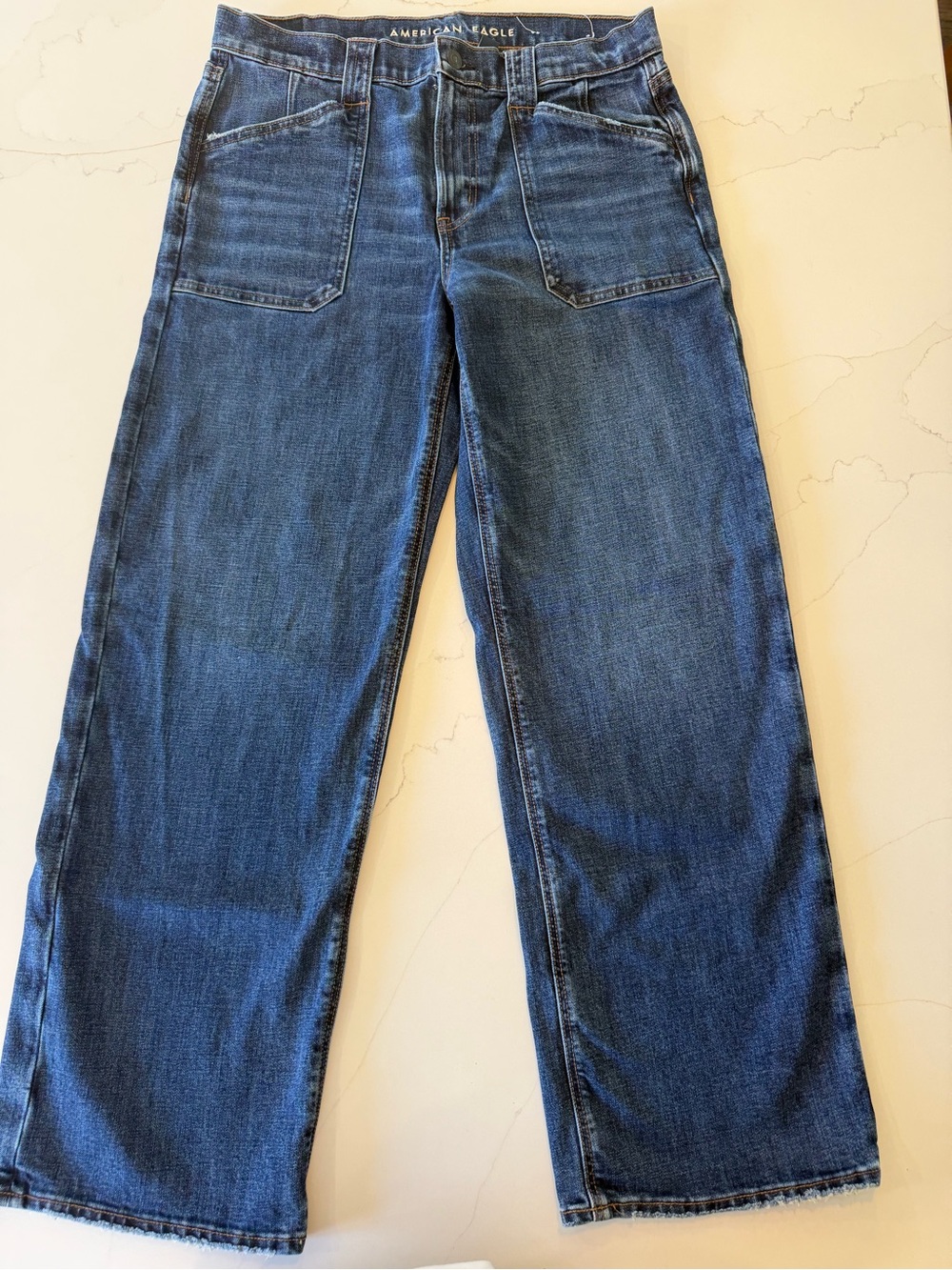 American Eagle Outfitters Blue Wide-Leg Jeans